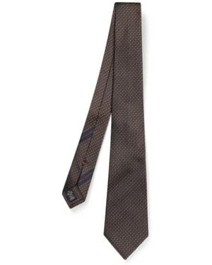 ZEGNA Geometric-Pattern Silk Tie - White