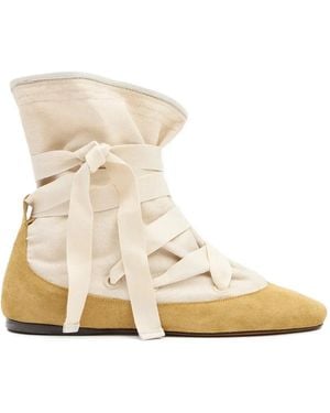 Isabel Marant Letiz Ankle-Tie Leather Boots - Natural