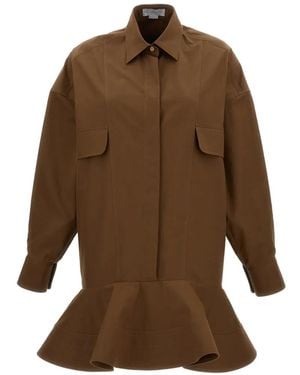 Stella McCartney Ruffled-Hem Mini Dress - Brown