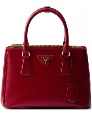 Prada Galleria Small Patent Saffiano Leather Bag - Red