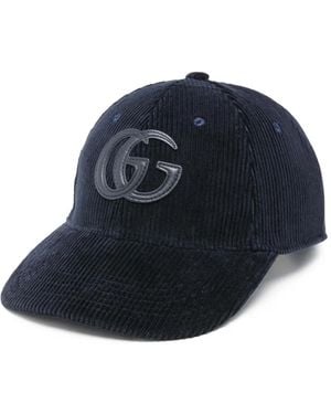 Gucci Double G Corduroy Cap - Blue