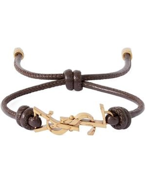 Saint Laurent Logo Leather Bracelet - White