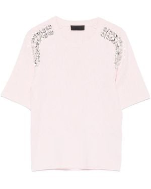 Liu Jo Crystal-Embellishment T-Shirt - Pink