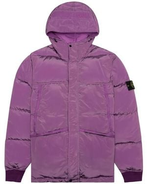 Stone Island Hooded Down Jacket - Purple