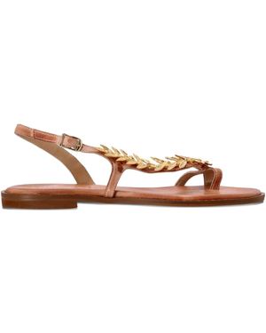 Kotris Sandals Leaf-Embellished Slingback Sandals - Brown
