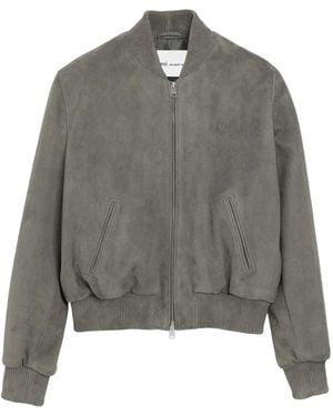 Ami Paris Goat Leather Ami De Coeur Zipped Jacket - Grey