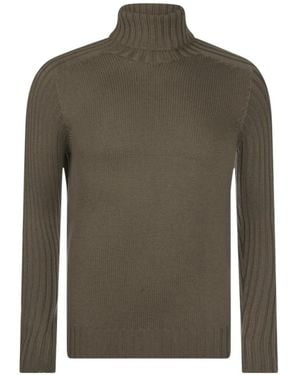 Gran Sasso Ribbed-Knit Roll-Neck Wool Sweater - Green