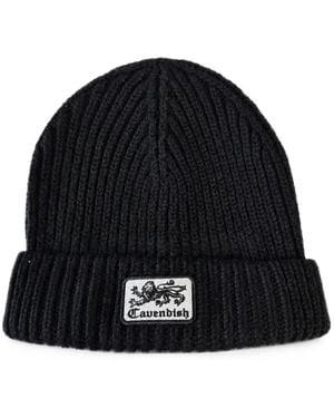 CAVENDISH® Logo-Patch Ribbed-Knit Beanie Hat - Black