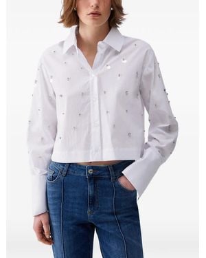 Liu Jo Boxy Shirt With Bejewelled Embellishment - White