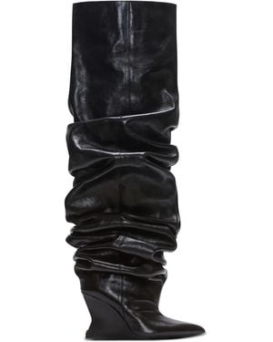 Balmain レザーロングブーツ - ブラック