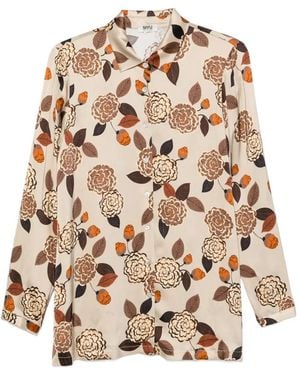 Siyu Floral-Print Long-Sleeve Shirt - Natural