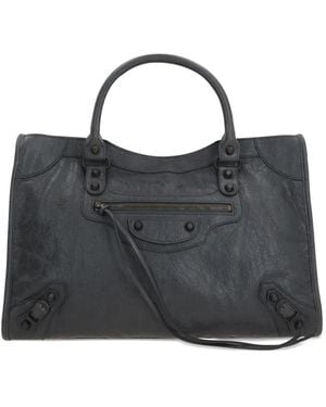 Balenciaga Le City Stud-Embellished Leather Tote Bag - Black