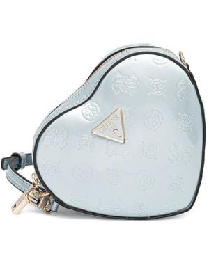 Guess Arnela Heart-Shaped Leather Crossbody Bag - Blue