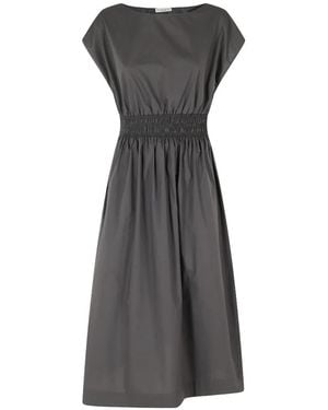Roberto Collina Shirred-Waist Cotton Dress - Gray