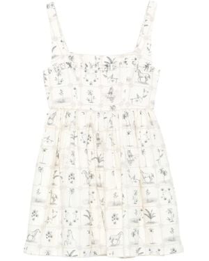 Agua Bendita Robe Courte Barbara Imprimée - Blanc