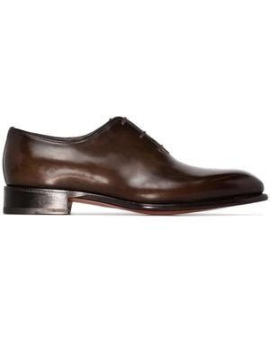 Santoni Leather Lace-Up Oxford Shoes - Brown