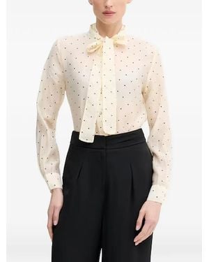 Benetton Hemd Mit Schleifenkragen - Weiß