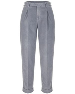PT Torino Pleated Corduroy Trousers - Blue