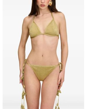 Cult Gaia Alia Lurex Triangle Bikini Bottom - Natural