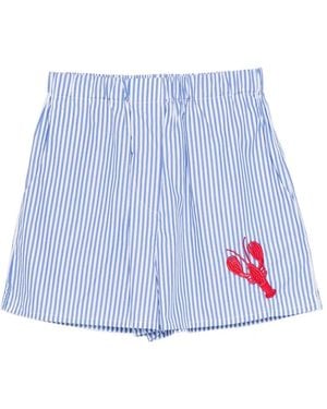 Joshua Sanders Lobster-Embroideried Shorts - Blue