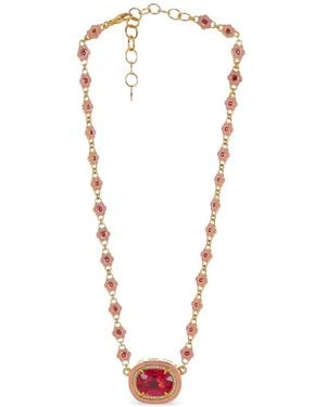 Buddha Mama Rubellite Flower Necklace - White