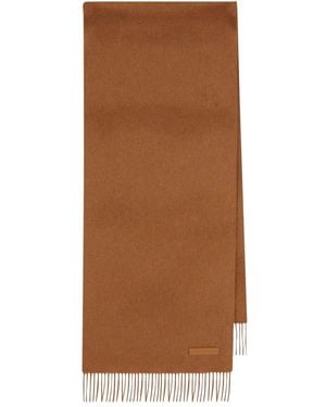 ZEGNA Fringed Logo Scarf - Brown