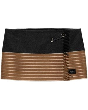 Prada Two-Tone Cashmere Miniskirt - Black