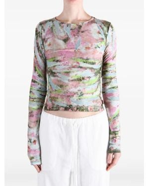 DIESEL Alia Distressed Floral-Print Top - White
