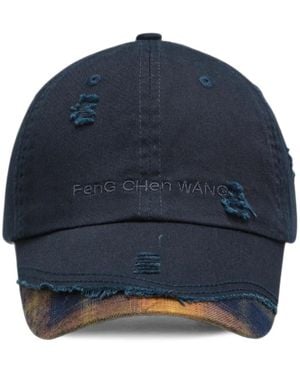 Feng Chen Wang Distressed Plaid-Panel Baseball Cap - Blue