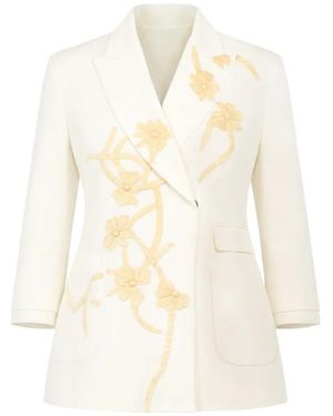 Ibrigu Chaqueta con aplique floral - Blanco