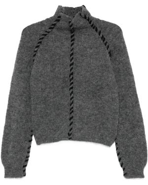 Thom Krom High-Neck Braided-Detail Jumper - Grey