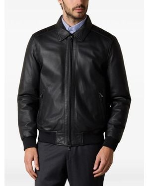 Brooks Brothers Leather Bomber Jacket - Black