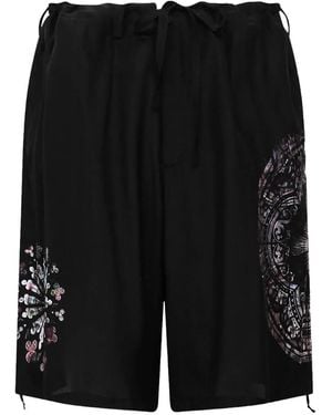 Yohji Yamamoto Short Imprimé À Lien De Resserrage - Black