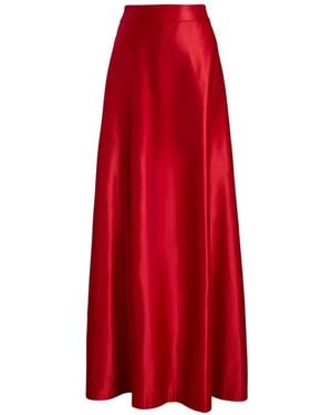 Ralph Lauren Satin-Finish A-Line Maxi Skirt - Red