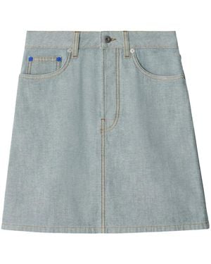 Burberry Ekd-Jacquard Denim Skirt - Blue