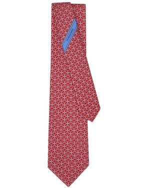Ferragamo Corbata De Seda Con Estampado De Rombos - Rojo