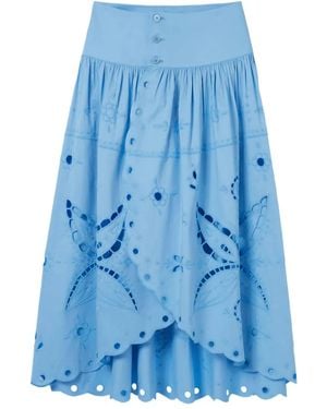 Claudie Pierlot Cut-Out Cotton Skirt - Blue