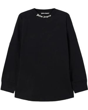 Palm Angels Logo Long-Sleeved T-Shirt - Black