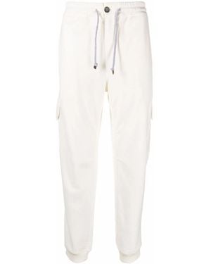 Brunello Cucinelli Drawstring Cargo Cotton Joggers - White
