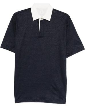 Eleventy Contrast-Collar Polo Shirt - Blue