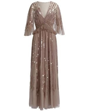 Alberta Ferretti Vestido Largo Con Lentejuelas - Neutro