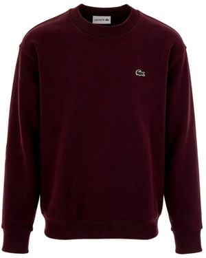 Lacoste Sudadera De Algodón Con Parche Del Logo - Rojo