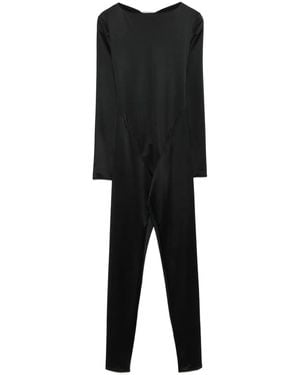 Maison Close Open-Back Long-Sleeve Jumpsuit - Black