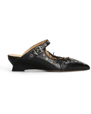 Alchimia Eyelet-Embellished Lace-Up Mules - Black