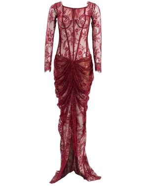 Ana Radu Lace-Detailed Maxi Dress - Red