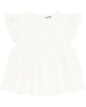 Ganni Ruffle-Detail Top - White