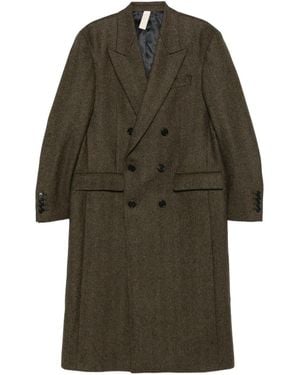 sunflower Herringbone Double-Breasted Coat - Green