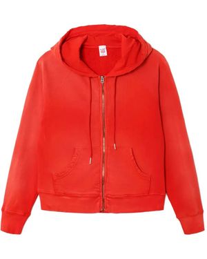 RE/DONE Zip-Up Hooded Sweatshirt - Red