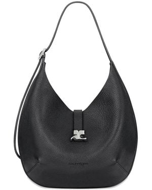 Courreges Sac Porté Épaule À Boucle Logo - Noir