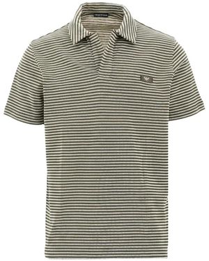 Emporio Armani Striped Logo-Patch T-Shirt - Grey